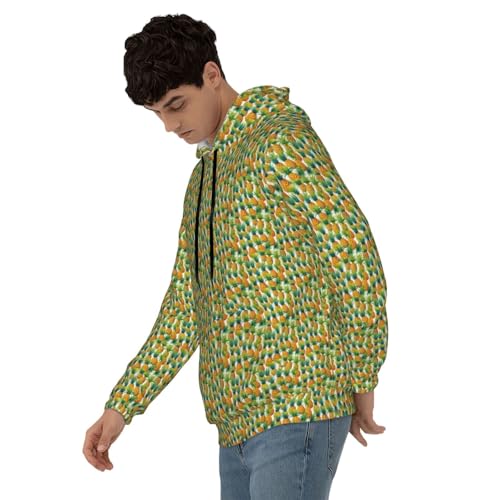 Sweat à capuche ananas Noir XL pour homme, pull léger imprimé de printemps - 2