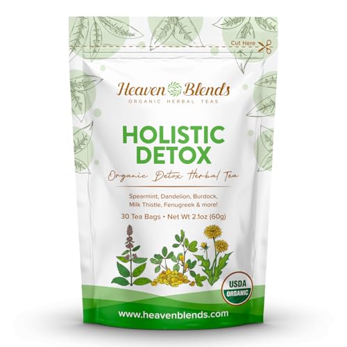 Heaven Blends Organic Holistic Detox Tea – Spearmint, Dandelion, Burdock,