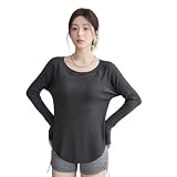[Karsaer] ヨガウェア レディース 長袖 tシャツ トップス ワイドネック スポーツ ゆったり ピラティス フィットネス ランニング ジム ホットヨガ スポーツウェア ストレッチ 吸汗速乾 A0083