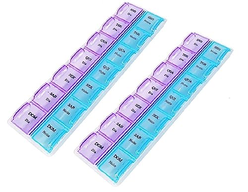 Kit 2 Porta Comprimido Organizador Caixa Medicamento Remédio 2x Dia