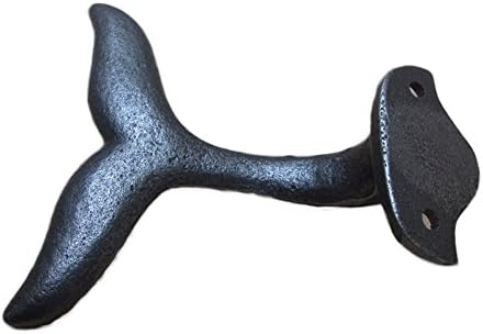 PUAK523 Wall Mounted Hook Hanger, Cast Iron Whale Tail Shaped Decorative Wall Hook Utility Hanging Hook for Coat Clothes Cap Store Display Rack
