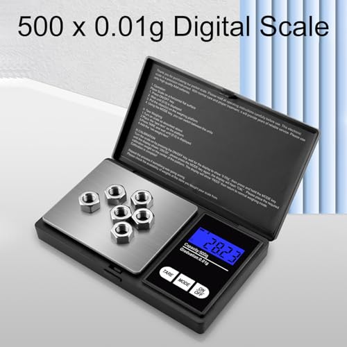 GeekerChip Feinwaage 500g/0.01g,Tragbare Taschenwaage,Digitale Küchenwaage,Multifunktions Taschenwaage Gramm Waage,mit Lcd Display,für Lebensmittel,Schmuck,Medizin,Labor,Kaffee