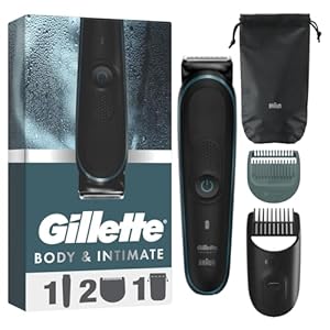 Gillette Intimate Trimmer i5 - Pubic Hair & Body Groomer for Men, SkinFirst Waterproof Manscaping Trimmer, Cordless Wet/Dry Body Hair Shaver for Private Parts & Sensitive Areas