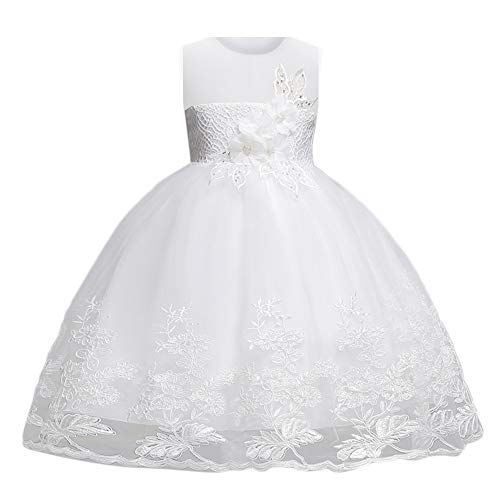 DAY8 Robe Fille Princesse Pas Cher Robe Enfants Fille 1.5-8 Ans Soirée Fête Dentelle sans Manche Automne Robe Tulle Bébé Fille Cérémonie Mariage Vintage Hiver Robe de Bal Pageant Fleur Cover