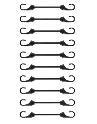 Joneaz Mini Bungee Cord with Hooks 2 inch, 10-Piece, UV Resistant, 5 mm Diameter Elastic Rubber Cord…