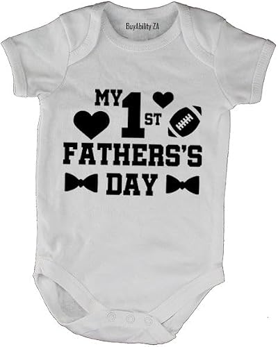 My 1st Father's Day - Bowtie - Baby Grow 3-6 months White Short Sleeve