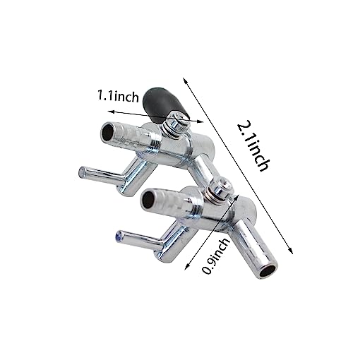 Image of TAODAN 2PCS 2-Way Aquarium Metal Gang Manifold Air Line Control Valve Air Tap Air Splitter Stainless Steel Air Flow Splitter Pump Lever Valve