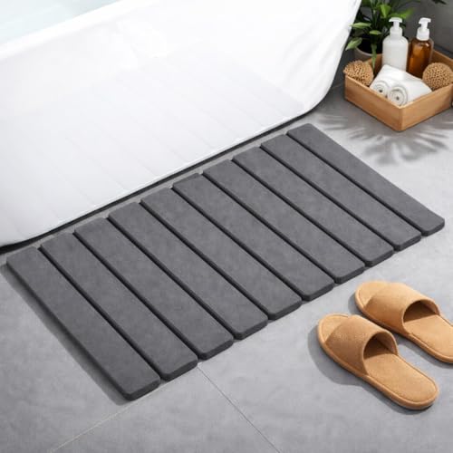 Alfombra Baño Diatomita Xl 60x40cm Enrollable Secado Rápido Malla Antideslizante De Piedra Diatomea Anti Moho Y Sin Olores Ultra Absorbente Antideslizante Para Ducha - Alta Absorción Grisoscuro
