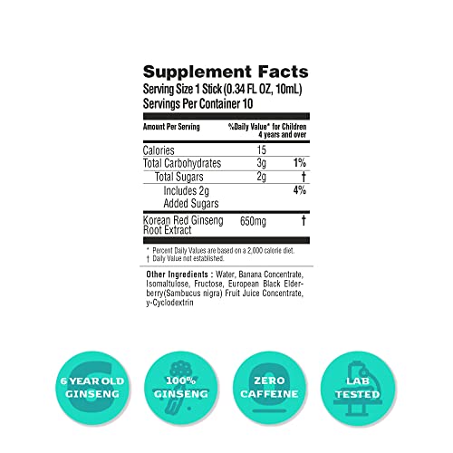 Koreselect Immune Kids Liquid Sticks - Ginseng Liquid Sticks With Elderberry For Kids, Immune Support, Immune Boost, And Stress Management - 10 Sticks #TOP3