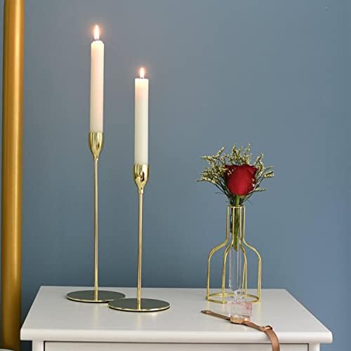 3 Set Candle Holders, Metal Candlestick Holders in Different Size, Candlelight, Candle Holder for Home Decoration Tables Valentine Wedding Candelabra Modern Holder Gold