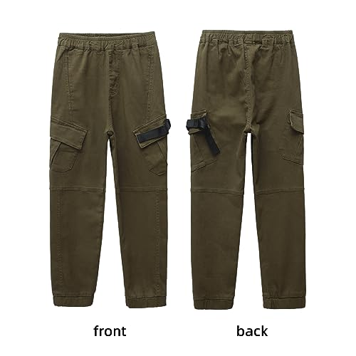 Image of Boys Cargo Pants Cotton Casual Pants Elastic Waist Hiking School Uniform Sweatpants Joggers