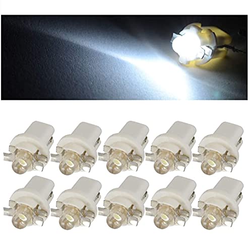 Yicare 10 Ampoule B8.5D BX8.5D BAX10D T5 LED Veilleus Blanc Compteur Tableau Bord 12V Ampoules
