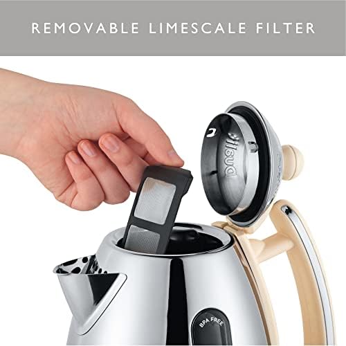 Dualit Lite Kettle - 1.5L Jug Kettle - Polished with Cream Trim, High Gloss Finish - Fast Boiling Kettle by Dualit - 72012