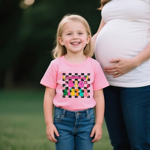 Image of Toddler Girl Big Sister Shirt Pregnancy Announcement T-Shirts Cotton Short Sleeve Tees 2-10 Years