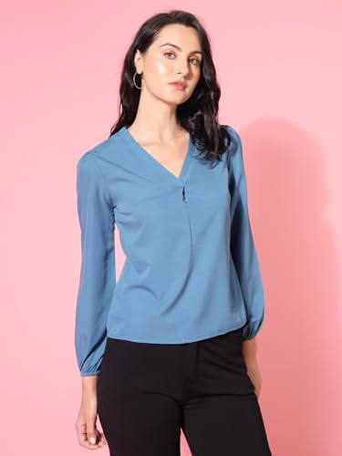 Image of THE DRY STATE Women's Rayon Casual Puff Sleeves Printed Multicolor Crop Top (S, Autumn Glory)