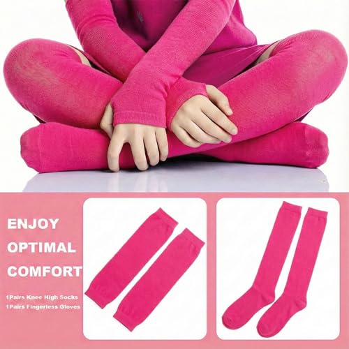 Image of Black and White Striped Arm Leg Warmers Sleeves Set Rainbow Socks Knee High Fingerless Gloves Hand Thigh Warm