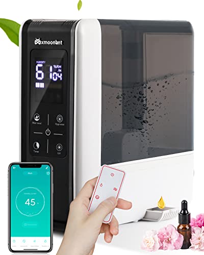 Mxmoonant Ultrasonic Humidifier For Bedroom 6L, Cool Mist Humidifier W/Led Display, Quiet Intelligent Operation, 1-12H Timer, Essential Oil Diffuser For Home Office Living Room #TOP16