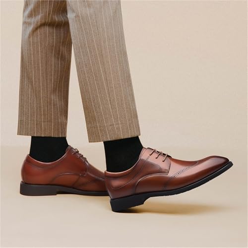 Men's Elevator Leather Brogue Dress Shoes Black Autumn Winter Business Formal Casual British Style Soft Sole Wedding Dad Lace up4