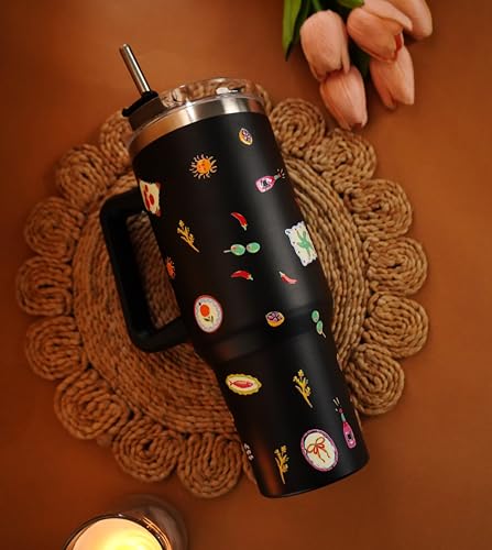 Image of 1200ML Stainless Steel Tumbler Hot and Cold with Handle and Lid and 2 Straws, Double Insulated Cup Leak Proof Mug Cupholder for Gym, Travelling (Italian)