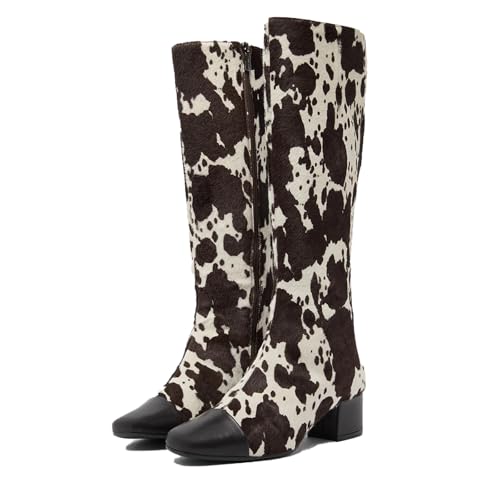 Womens Knee High Boots Square Toe Comfortable Campus Block Heel Riding Long Tall Boots for Fall Winter