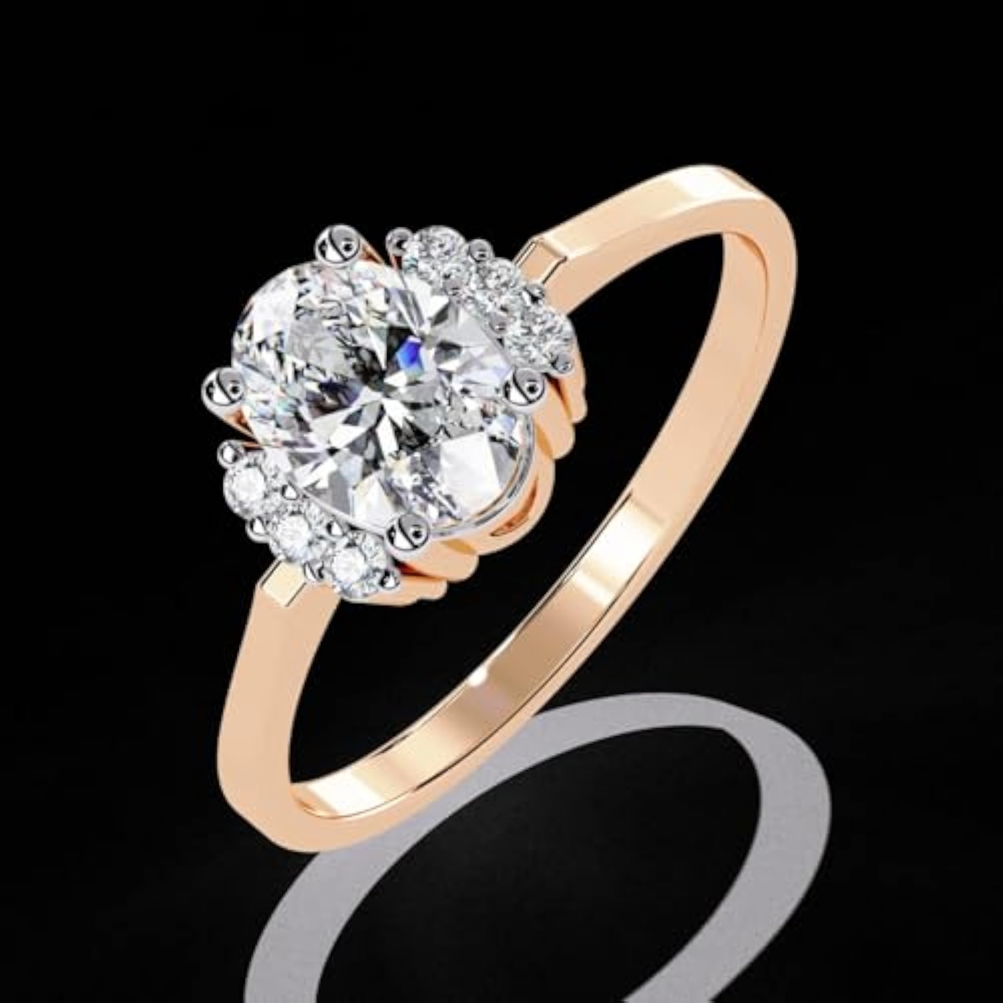 Women's 14K Rose Gold Plated CZ Solitaire Engagement Ring