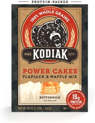 Kodiak Cakes Power Cakes All Natural Non GMO Protein Pancake/Flapjack/Waffle Mix, Buttermilk, 20 Ounce