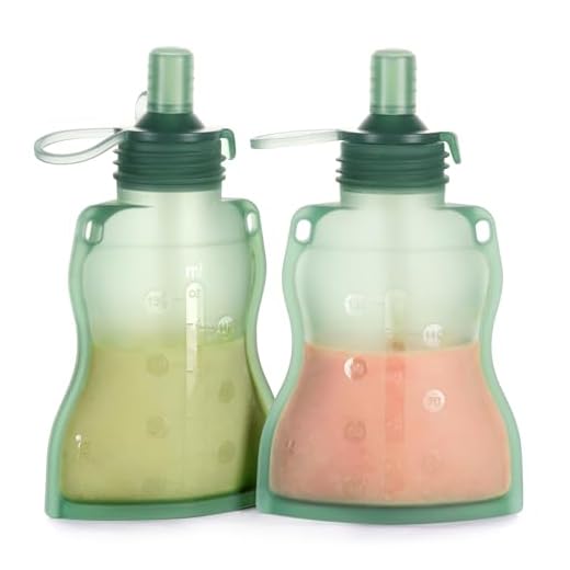 haakaa Yummy Pouch Reusable Baby Food Pouch, Reusable Pouches for Toddlers Kids Squeezable Pouch, Washable Freezer - Make Homemade Organic Food for Babies/Toddlers, 4oz, 2 Pack,6m+(Pea Green)