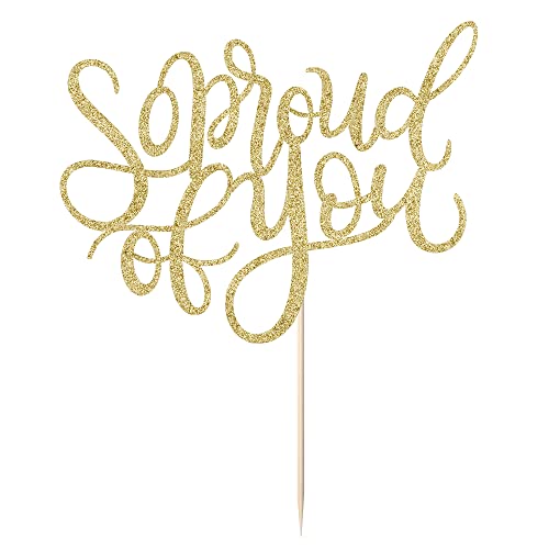 Qertesl So Proud Of You Cake Topper ,2023 Graduation Cake Topper,Congrats Grad Party Decorations ,2023 High School/College/University Graduation Party Decoration Supplies. (Gold) #TOP1