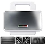 東京Deco 耳まで焼ける 着脱式 ビッグなホットサンドメーカー ホワイト プレート3枚 [ホットサンド・ワッフル・グリル 着脱式プレート] フッ素コートプレート ホットサンドメーカー プレート サンドメーカー サンドイッチ マシン ホットサンド i001