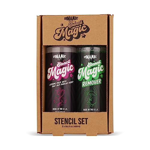 Dynamic Color Co - Stencil Magic Tattoo Solution and Remover, for Artists, Made in USA (8 oz Bottle Set)