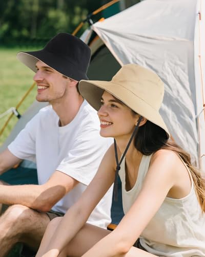 Image of XXL Oversize Bucket Hat Reversible, XL L M S Fisherman Sun Cap With Chin Strap, Travel Beach Outdoor Hat For Men Women