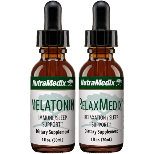 Nutramedix Sleep Support Bundle - Includes Liquid Melatonin Drops For Sleep And Relaxmedix (Samento Cat's Claw With Valerian) To Promote Sense Of Calm And Restful Sleep - 2-Piece Tincture Set #TOP17