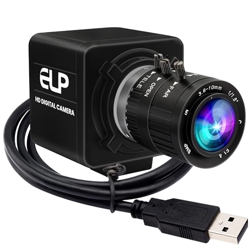 ELP 12mp USB Camera Manual Zoom Webcam for Computer 1080P 120fps Variable Focus Lightburn Camera High Speed 3.6-10mm 3X Zoom USB2.0 PC Cam Varifocal USB Security Webcamera for Video Conference