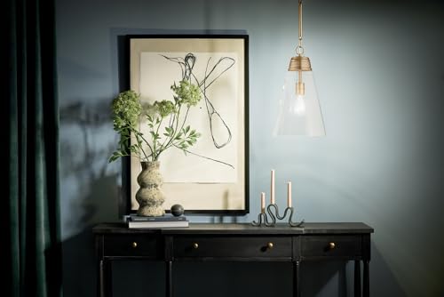 Kichler Marsailli 1-Light Medium Pendant Light Fixture with Clear Glass in Champagne Bronze, Updated Traditional Hanging Light for Kitchen Island, Dining Room (19" x 11.5"), 52661CPZCLR by Kichler - Image 3