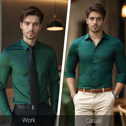 Modern Stylish Men's Casual Business Dress Shirt with Pocket - Long Sleeve Button Down Shirt2