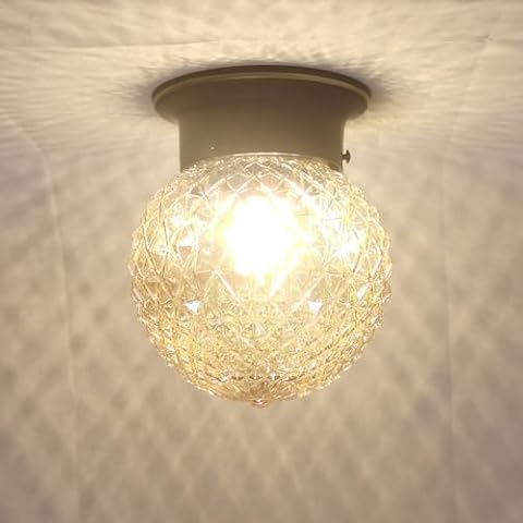 WOERFU Black Globe Glass Semi Flush Mount Ceiling Light, Creative Small Hallway Light Fixture, Vintage Close to Ceiling Light Fixture for Bathroom, Entryway, Hallway, Porch (Pineapple) Cover