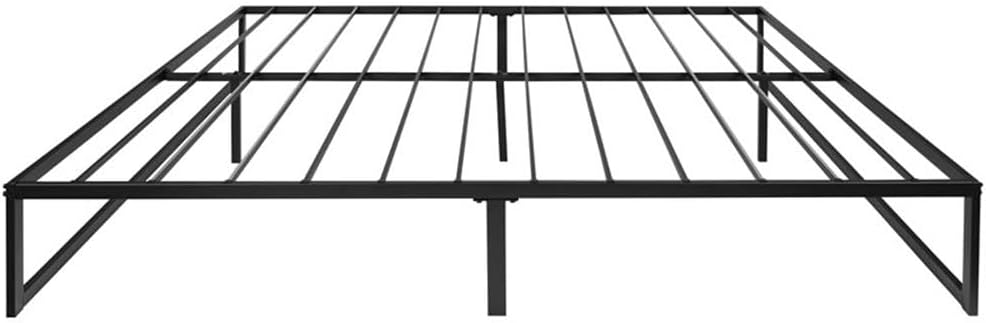 Pemberly Row Platform King Bed Frame, 14" High Metal Design, Black Finish with Steel Slats, No Box Spring Needed, Underbed Storage, Noise Reducing, Easy Assembly, Bedroom or Guest Room Mattress