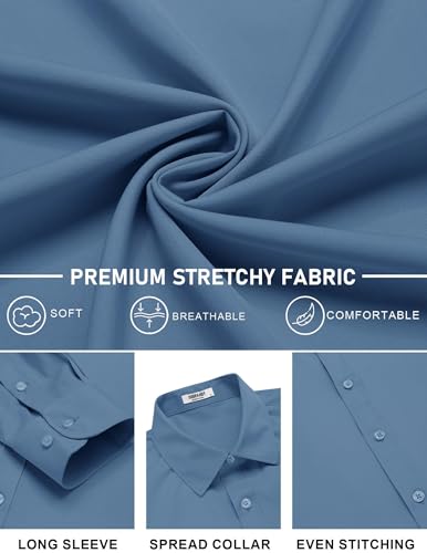 Image of COOFANDY Mens Stretch Dress Shirts Long Sleeve Button Down Shirt Regular Fit Formal Business Shirts