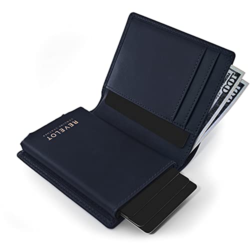 BiFold Cardholder Wallet/Genuine Leather with RFID Blocking / W1 (Blue Nappa)3