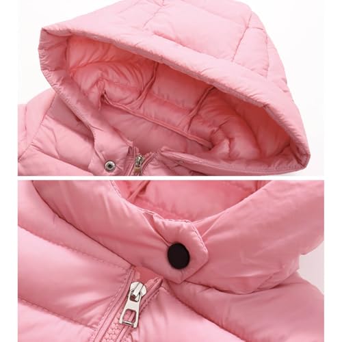 Girls Long Hooded Puffer Jacket Lightweight Zip Up Quilted Long Sleeve Winter Coat for 3-12 Years4
