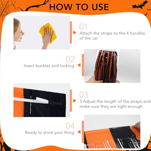 Horuili® 4 Stück Halloween-Fransen Vorhang, Folien-Fransen Hintergrundvorhang, Schwarz und Orange Folien- Fransenvorhänge, Halloween-Party, Dekoration, 1m x 2m