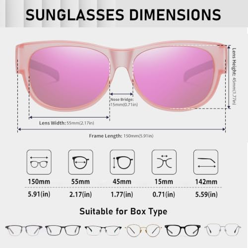 Image of HAOLOTA Sunglasses that Fit-Over Glasses Women Polarized, Trendy Cat Eye Sunglasses Wear Over Glasses, UV Protection