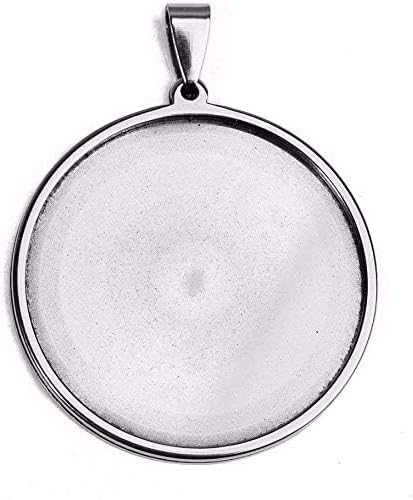 10pcs Stainless Steel 35mm 40mm Round Cabochons Pendant Blank Bezels Oval Cabochons Necklace Base Trays Settings for Jewelry Pendant DIY Making (40mm) - Image 3