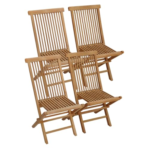 Happy Garden Lot de 4 chaises de Jardin Pliantes en Teck Lombok.