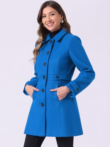 Image of Allegra K Women's Winter Classic Overcoat with Pockets Single Breasted Coat | Soft pea coat, Fully lined outerwear, Trendy, Fall office peacoat, Warm casual holiday everyday wear,