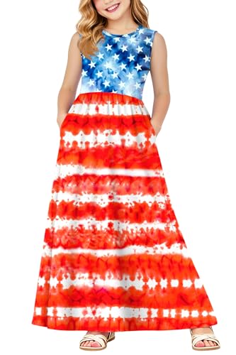 Amazon.com: Deerose American Flag Tank Dress for Girl July 4th Sleeveless  Long Dresses Star and Stripes Maxi Dresses 5-6 Years: Clothing, Shoes &  Jewelry