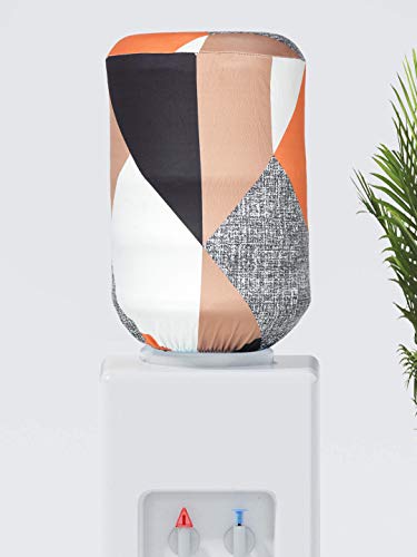 Image of Cortina Printed Water Can Cover | Bottle Protector | Polyester Material | Elastic Closure | Machine Wash | Enviro Friendly | Digitally Printed | 45cm x 42cm x 43cm | 20 Lts | 2Pc | Navy Blue & Orange