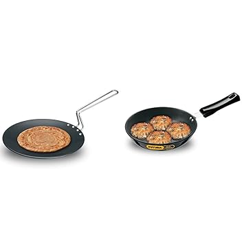 Hawkins Futura Hard Anodised Tawa, 26cm, Black & Futura Hard Anodised Frying Pan, 22cm Combo