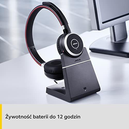 Jabra 6599-823-399 Biznesowy Zestaw Słuchawkowy do Prowadzenia Rozmów Telefonicznych, Czarny/Czerwony