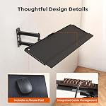 PUTORSEN Wall Mount Keyboard Tray with Adjustable Arm - Ergonomic Swivel & Tilt, Universal Keyboard and Mouse Tray for Home Office, Gaming & Streaming, 7.6"x25.8" Platform, Holds up to 19.8 lbs